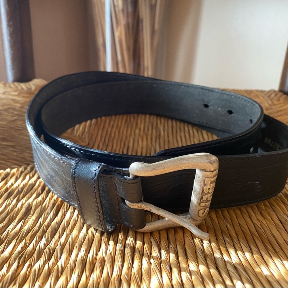 Levis Mens Belt Vintage Leather Belt Jeans Black SZ 38 retro indie mod